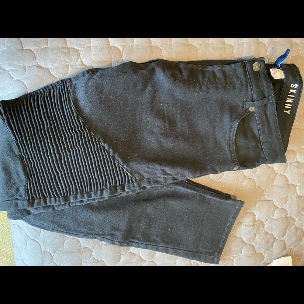 H&M skinny black motorcycle jeans